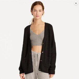 J.Crew V-Neck Cashmere Cotton-Blend Cardigan – Black